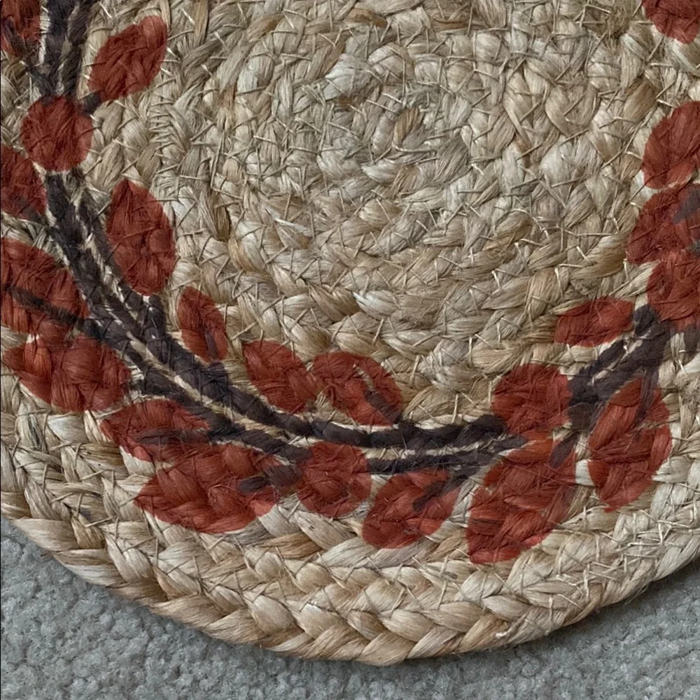 Orange Leaf Wreath Woven Placemat by
